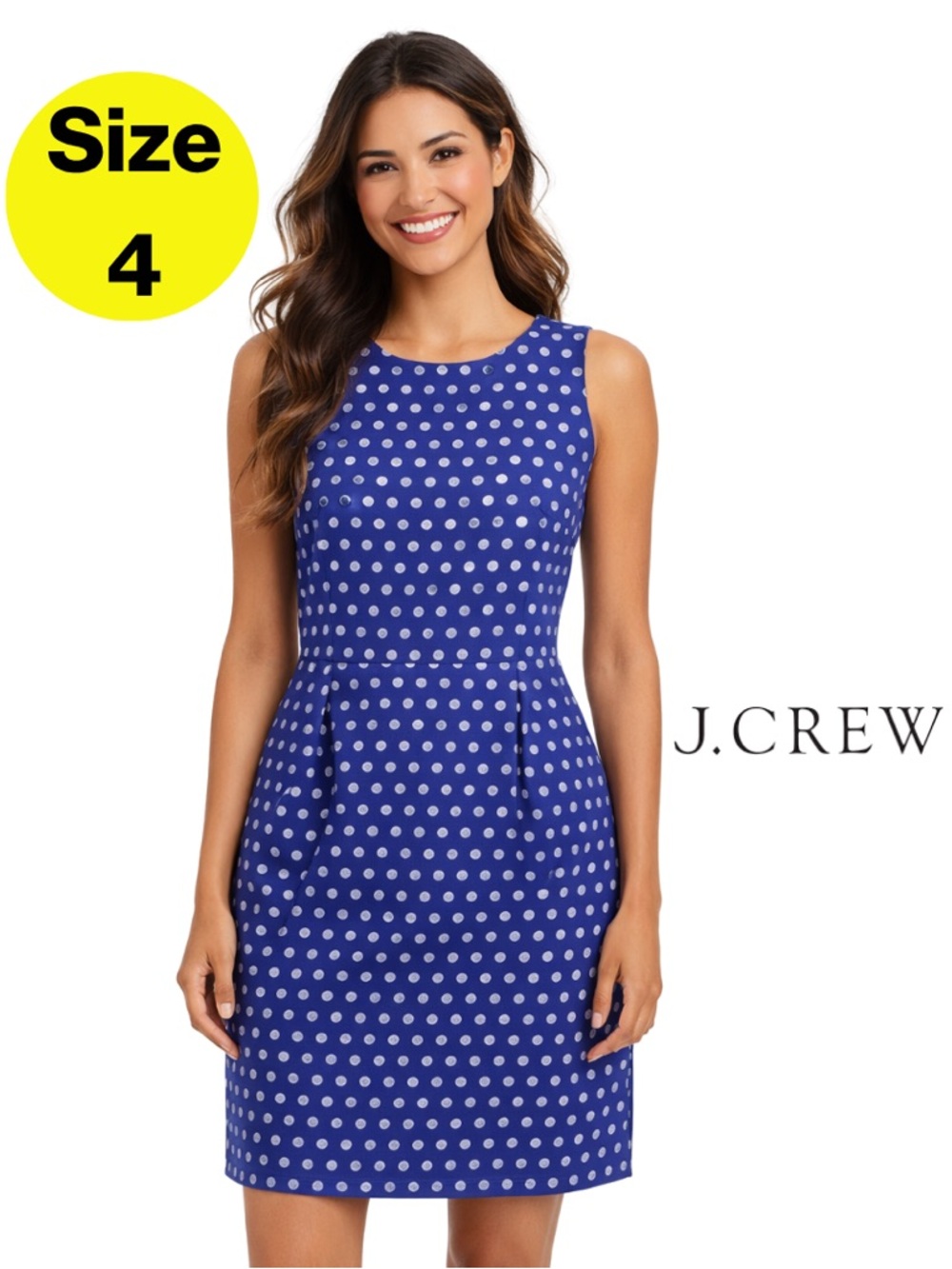 J. CREW Navy Blue Mini Sheath Dress, Metallic Polka Dots 💙 (womens Size 4)